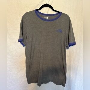 MENS NORTH FACE GRAY AND PURPLE RINGER TEE slim fit - size XLarge
